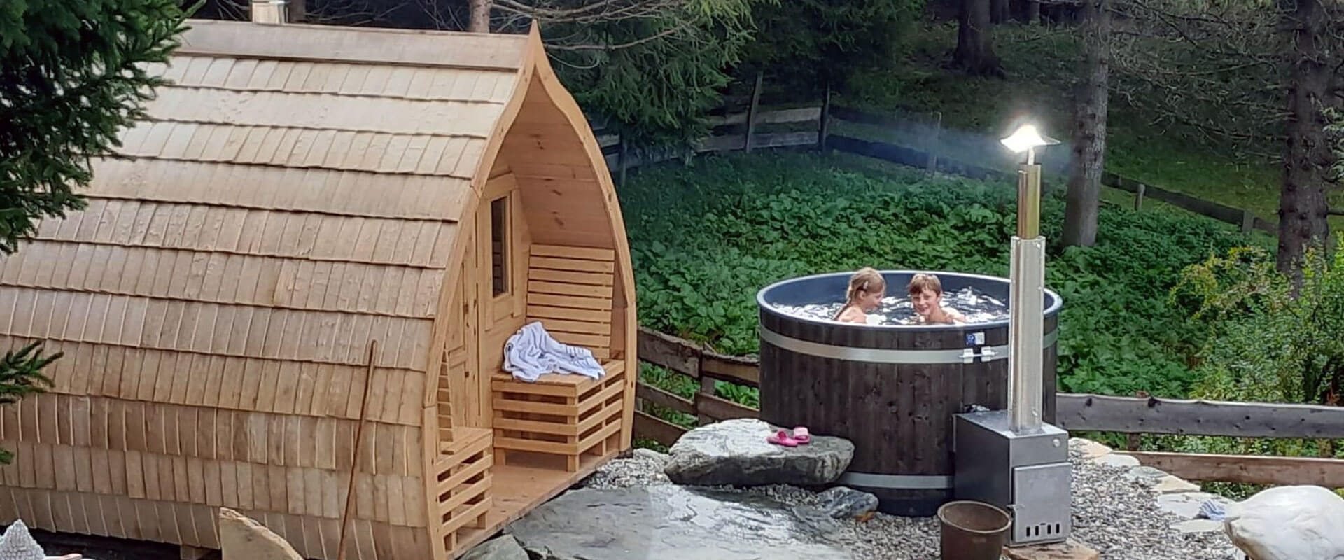 Sauna, Hot Pot, Whirlpool im Almchalet Sagstallhof