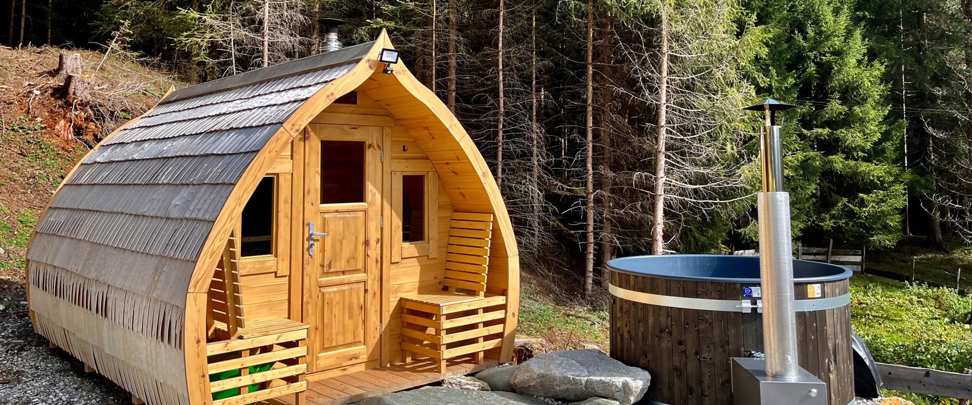 Sauna, Hot Pot, Whirlpool im Almchalet Sagstallhof